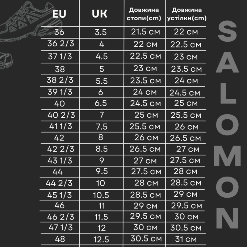 Таблиця розмірів